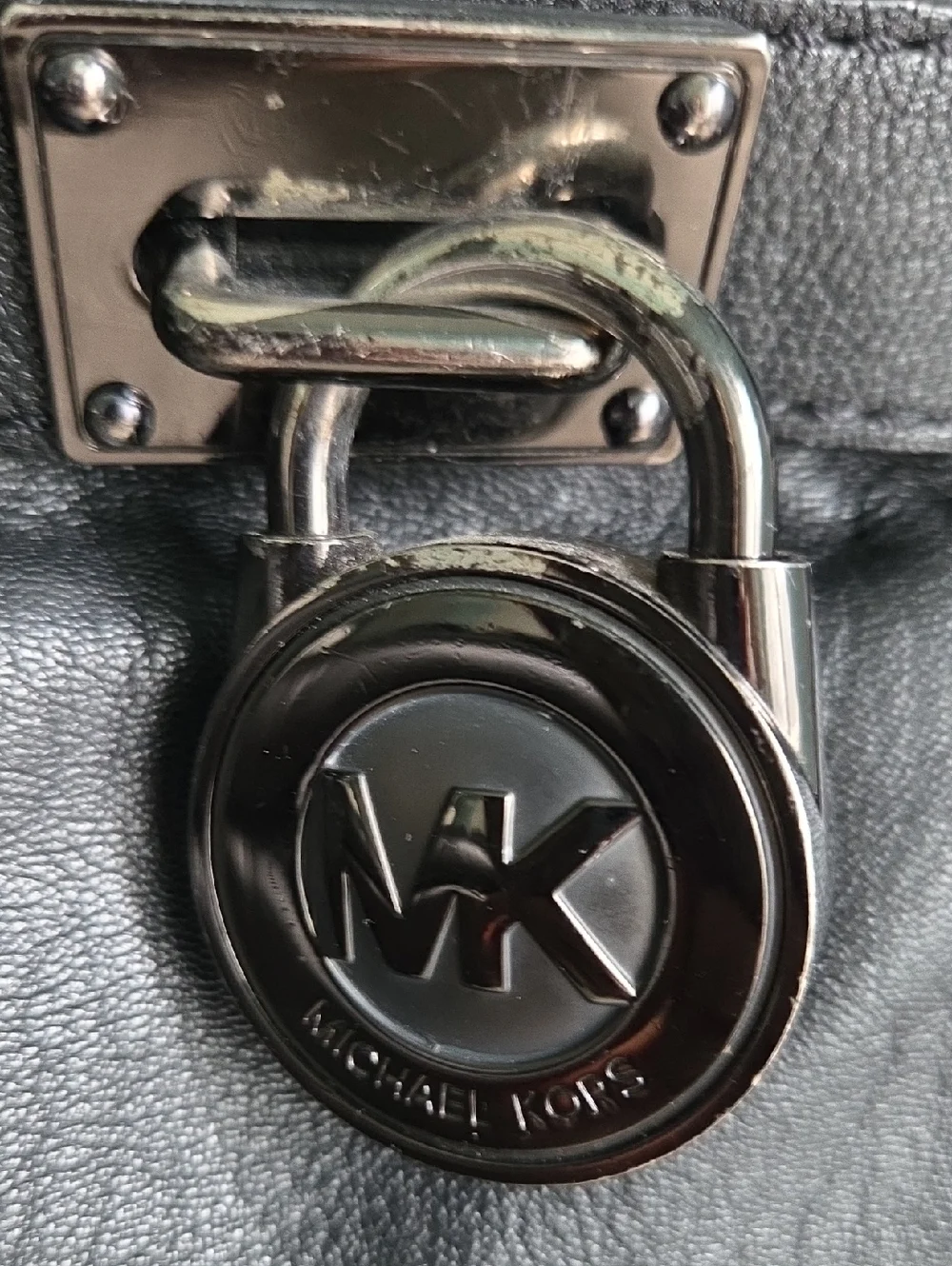 Michael Kors Hamilton Satchel Handbag Black Silver Hardware Indie Sleaze Y2K